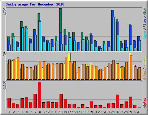 Daily usage for December 2010