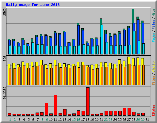 Daily usage for June 2013