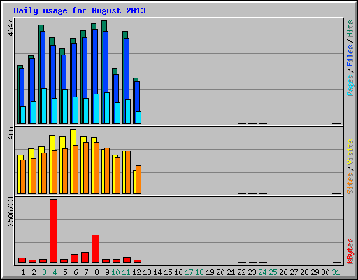 Daily usage for August 2013
